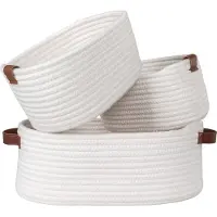 House Nordic | Set mit 3 Jarana-Aufbewahrungskörben Weiß Baumwolle 25x35x13 cm | NADUVI