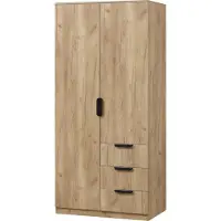 En.casa Kleiderschrank ’Eiselfing’ 176 x 80 x 52 cm mit 2 Türen, 1 Stange, 4 Fächern, 3 Schubladen Eicheoptik
