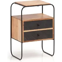 FineBuy Nachtkonsole FB55691 Akazie Massivholz Braun
