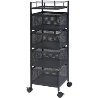 En.casa Rollwagen 'Sunndal' Servierwagen mit 4 Ebenen 79,5x27x27cm Schwarz