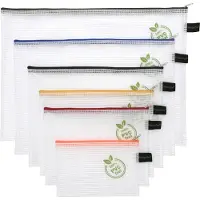 FolderSys Reißverschlussbeutel , mit Halteschlaufe, PVC-frei, EVA-Folie transparent, 6 Stück in Format A4-B6
