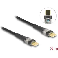 DeLOCK USB 2.0 Schnellladekabel USB Type-C Stecker zu Stecker transparent PD 3.0 100 W 3 m, 3 m, USB C, USB C, USB 2.0, 0,48 Gbit/s, Schwarz