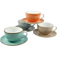 Creatable Tasse "Tassen Set VINTAGE NATURE", (Set, 8 tlg.), 4 Kaffeetassen, 4 Untertassen