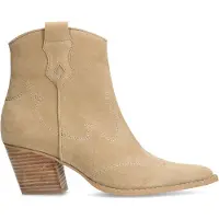 Manfield Beigefarbene Cowboystiefel aus Veloursleder | Größe 39
