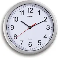MAUL Wanduhr MAULrun Ø 25.2 x 5 cm Kunststoff 1 x AA (1.5 V) silber