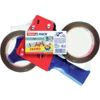 TESA Packbandbroller + 2 Rollen Packband 50mmx66m braun (Sparpack) Packung mit 10 Stück