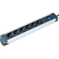 As Schwabe as-Schwabe 6-fach Aluminium-Steckdosenleiste 1,5m Überspannungsschutz 230V IP20