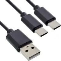 InLine USB 2in1 Y-Ladekabel, 1x USB-A Stecker an 2x USB-C Stecker, schwarz 2m, 2 m, USB A, 2 x USB C, USB 2.0, Schwarz