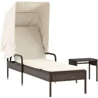 vidaXL Sonnenliege mit Dach Braun Poly Rattan