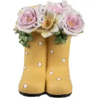 Clayre & Eef Dekoobjekt "Stiefel" in Gelb/ Rosa - (B)10 x (H)12 x (T)10 cm - onesize
