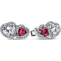 Pandora 293633C01 Damen-Ohrstecker Halo Herzen Silber Ohrringe