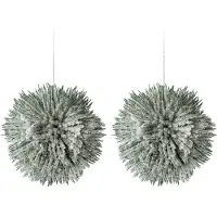 Creativ Green Winterliche Kunstpflanze "Weihnachtsdeko" Kugel Ø 14 cm, mit künstlichem Schnee bedeckt, 2er-Set