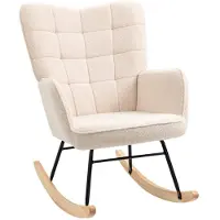 Aosom Schaukelstuhl Sessel Relaxsessel bis 120 kg, Polyester, Beige