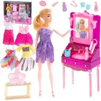 Pricenet Fashionista-Puppe mit Schminktisch und Kleidung zum Anziehen