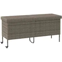 vidaXL Gartentruhe mit Rollen Grau 160x55x75 cm Poly Rattan