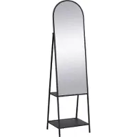 Vente-unique Stehspiegel mit 2 Ablagen - Metall - B 46 x T 41 x H 172 cm - Schwarz - LIVIO