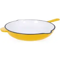 Echtwerk Bratpfanne Gusseisen Emaille-Beschichtung Gusseisenpfanne mit zwei Griffen Creme, Ø 26,5 cm,, Farbe:Gelb