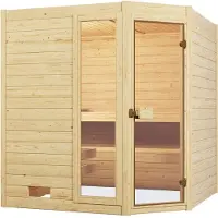 Weka Sauna "Massivholzsauna VALIDA Eck 1.8" Blockbohlen, Fensterelement, moderne Ganzglastür