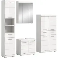 Ebuy24 Badezimmer-Set Scout 5 | weiß Hochglanz / weiß | 4-teilig | ohne Aufsatzleuchte