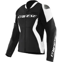 Dainese Racing 5 Damen Schwarz Weiß Motorrad Lederjacke Größe 48