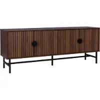 Sweeek - TV-Möbel mit geriffeltem Holzdekor 160 cm - Dunkles Holz