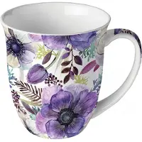 Ambiente Tasse 10cm Porzellan mit Anemonen Blumenmotiv - 0,4L Keramiktasse Porzellangeschirr Kaffeetasse Teetasse Kakaotasse Frühlinggeschirr Porzellantasse