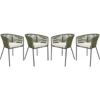 Sweeek - 4er Set Gartensessel verzinkter Stahl mit Bespannung - Khaki