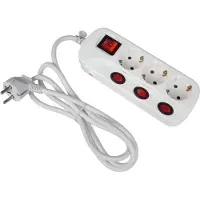 Heitronic 45190 Steckdose mit Schalter 3fach Weiß Geerdeter Stecker 1 Stück