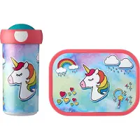 Mepal Lunchbox "Brotdose + Verschlussbecher Campus 300 ml + 700 ml 2er Set", bunt (unicorn), ABS-Kunststoff, Lebensmittelaufbewahrungsbehälter, Lunchbox