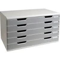 Exacompta MODULO A3 Schubladenbox 5 Laden Steingrau, für A4–A3+, staubgeschützt, leise mit Sicherheitsstopp, stapelbar