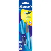 Pelikan vulpen Twist, lichtblauw, Blau, Kartuschenfüllsystem, Blau, Stahl, Medium, Beidhändig