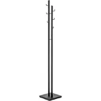 Haku Garderobenständer , 8 Haken mit jeweils 5 kg Tragkraft, Fußplatte, B 290 x T 290 x H 1760 mm, Stahlrohr pulverbeschichtet/Metall, schwarz