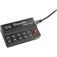 FABAS LUCE USB Mehrfach Ladegerät, 12 Ports, mit Schalter Zubehör 35x80mm Schwarz