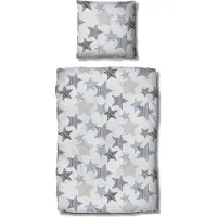 TRAUMSCHLAF Biber Bettwäsche Sterne blau 240x220 cm + 2x 80x80 cm