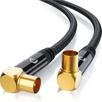 Primewire HDTV Antennenkabel gewinkelt mit Braiding, Premium Koaxialkabel 135dB / 75 Ohm, TV Kabel, 4K HDTV