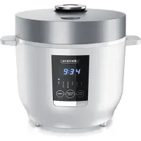 Arendo Digitaler Reiskocher mit 5 Programmen, 350W, 2 Liter, Timer- und Warmhaltefunktion, BPA-frei, inkl. Messbecher & Reislöffel, Weiß/Silber