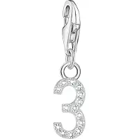 Thomas Sabo Charm-Anhänger Zahl 3 mit weissen Steinen Silber
