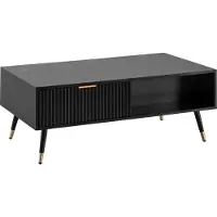 FineBuy Couchtisch 110x60x43 cm Schwarz mit Eiche-Nachbildung Wohnzimmertisch Sofatisch Rechteckig mit Stauraum Kaffeetisch mit Schubladen Tisch Wohnzimmer