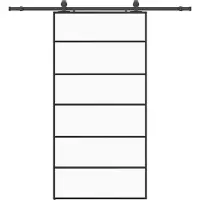 vidaXL Schiebetür mit Beschlag Schwarz 102x205 cm ESG-Glas