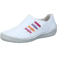Rieker Damen Slipper mit mehrfarbigem Gummizug und weicher Lederdecksohle 52560, Größe:40 EU, Farbe:Weiß