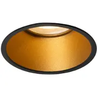 QAZQA - Modern Moderner Außen Einbaustrahler schwarz mit Gold I Messing GU10 50mm IP44 - Dept I Außenbeleuchtung I Wohnzimmer I Schlafzimmer - Rund - LED geeignet GU10