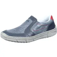 Rieker Herren Slipper Halbschuh aus Leder mit weicher Decksohle 04052, Größe:46 EU, Farbe:Blau