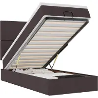 vidaXL Ottomane Bett mit Matratze & LEDs Dunkelbraun 90x200 cm Stoff