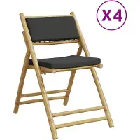 vidaXL Bistrostühle 4 Stk. Klappbar mit Dunkelgrauen Kissen Bambus