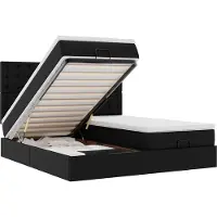 vidaXL Ottoman-Bett mit Matratzen & LEDs Schwarz 180x200 cm Kunstleder