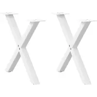 vidaXL Couchtischbeine X-Form 2 Stk. Weiß 60x(42-43) cm Stahl