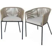 Sweeek - 2er-Set Gartensessel aus verzinktem Stahl mit Seilbespannung - Beige
