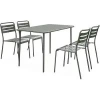 Sweeek - Gartentisch + 4 Stühle aus Stahl - Khaki