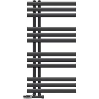 LuxeBath Badheizkörper Iron EM 500x1000 mm Anthrazit Seitenanschluss mit Anschlussgarnitur und Thermostat Eck Wand, Design Heizkörper, ohne Heizstab
