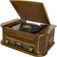 Soundmaster NR565DAB, Holz, 33,45,78 RPM, Drehregler, DAB+, FM, CD, CD-RW, CD-R, Programm, zufällig, Wiederholung